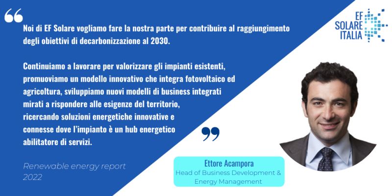 PRESENTATION OF THE RENEWABLE ENERGY REPORT 2022 - EF Solare Italia